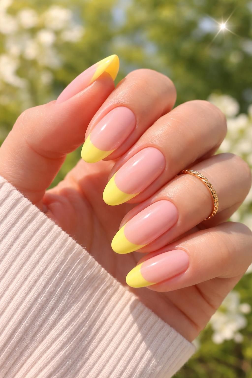 discover the brightening elegance of the trendy yellow french tip manicure, a stylish and vibrant nail art perfect for adding a pop of color to your look.