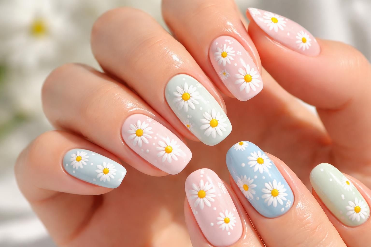 explore charming daisy-inspired nail art designs that add a fresh and vibrant touch to your style. perfect for brightening up any look with floral elegance.