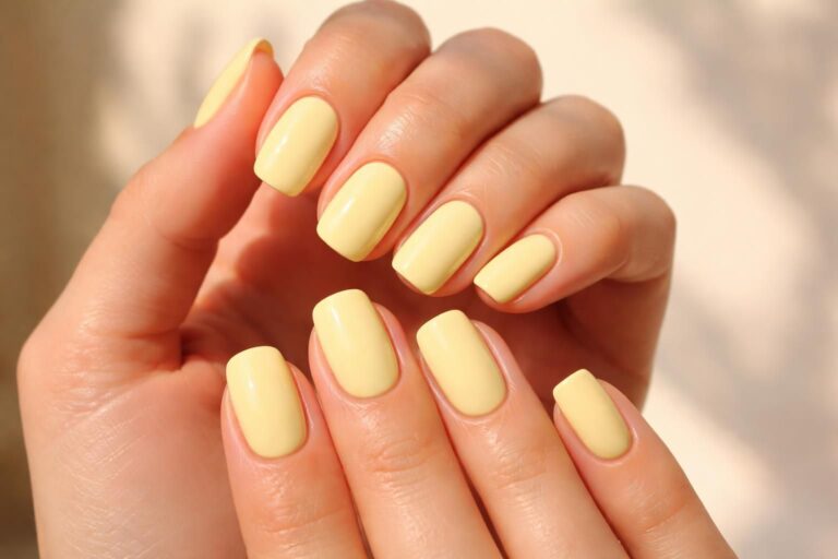 discover the charm of light yellow nails, a fresh and sunny manicure trend perfect for brightening your look with a soft, cheerful glow.