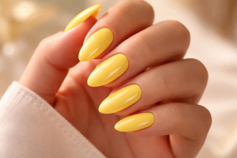 discover chic yellow almond nails, a sunny twist on classic elegance that brightens your style with vibrant sophistication and timeless charm.