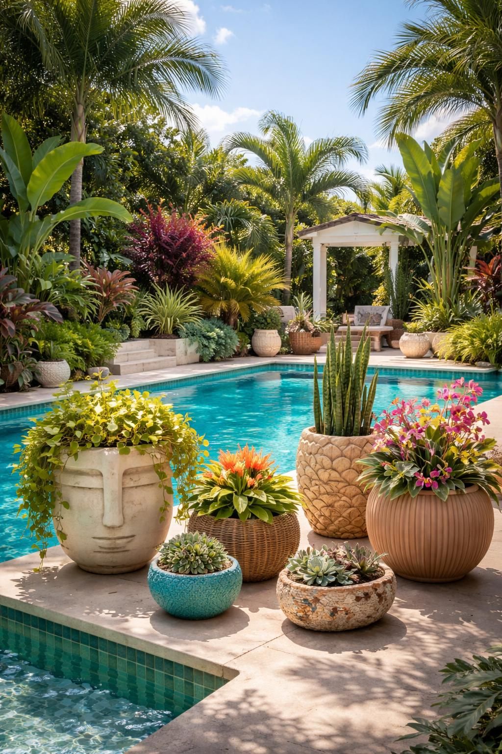 discover creative planter ideas to transform and beautify your poolside oasis, adding vibrant colors and stylish greenery for a relaxing outdoor retreat.