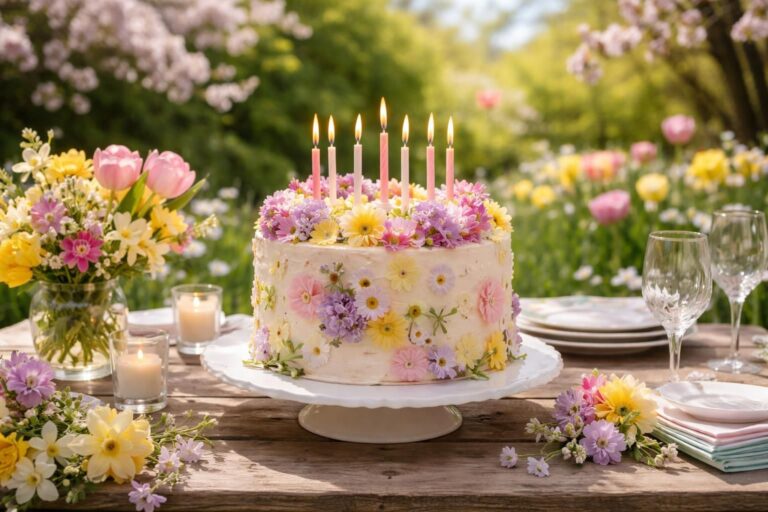 celebrate with a delightful spring-inspired birthday cake, featuring fresh flavors and vibrant decorations perfect for a joyful party.