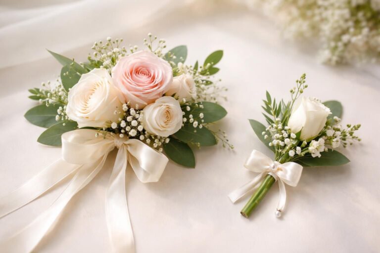 discover our elegant corsage and boutonniere set, perfect for weddings, proms, and special occasions. add a touch of sophistication to your outfit with beautifully crafted floral accessories.