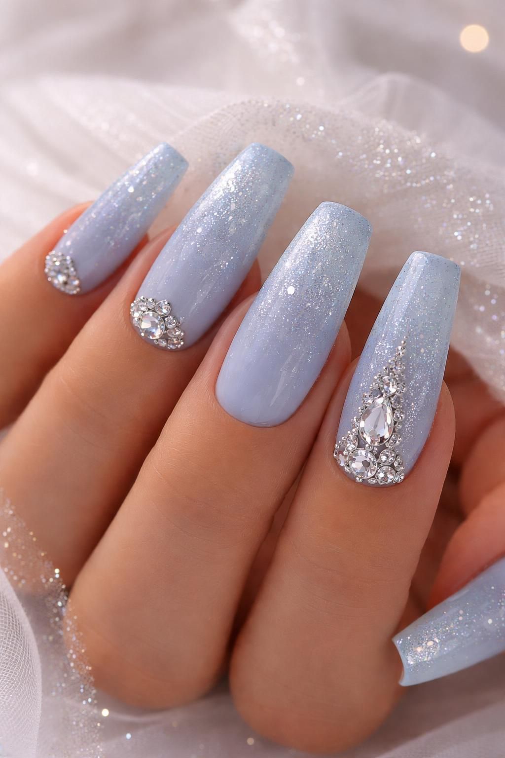 discover elegant light blue nails that are perfect for your prom night. achieve a stunning and sophisticated look with these stylish nail designs.