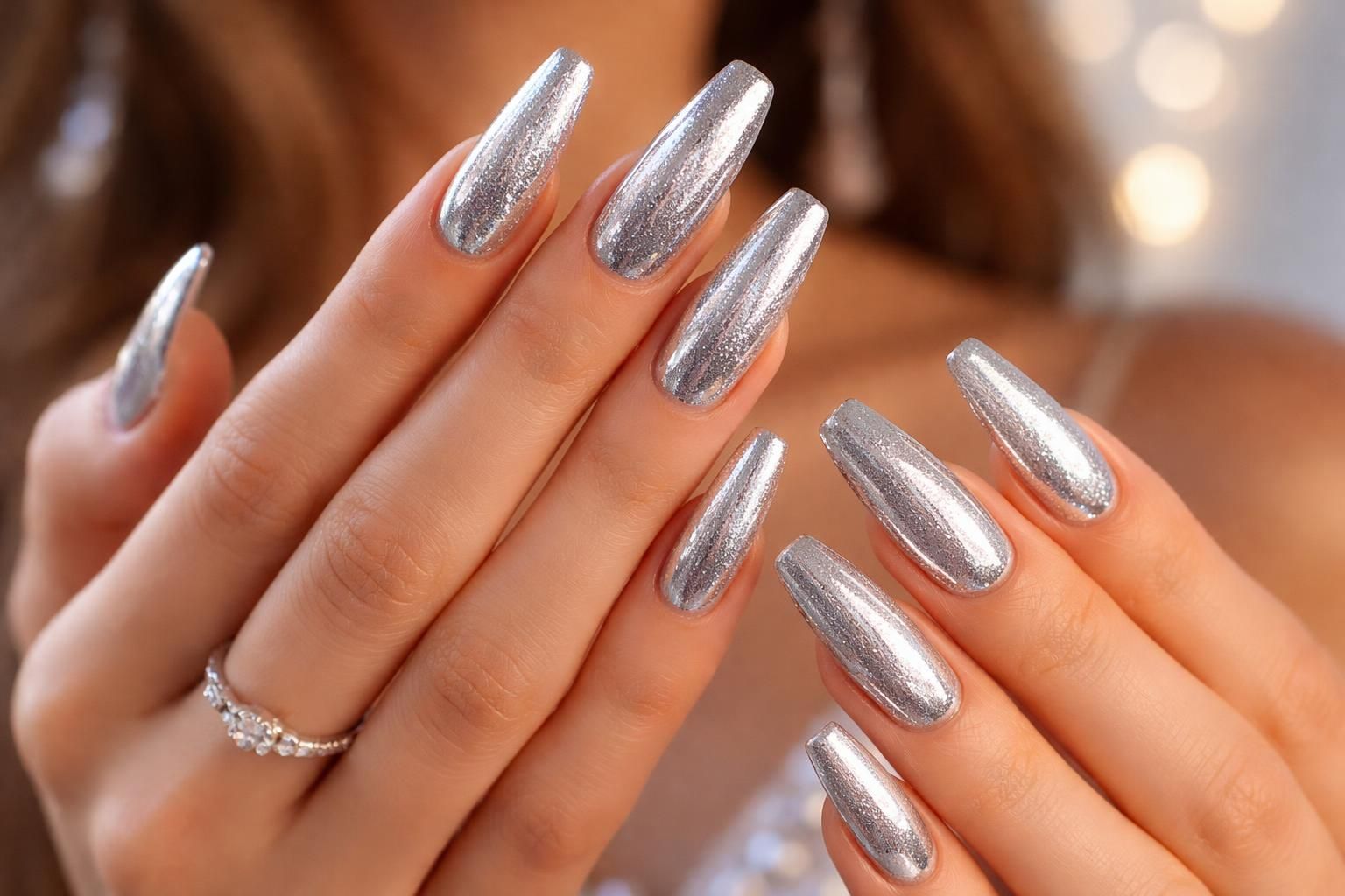 discover stunning silver nail designs that will make you shine bright on your prom night. elegant, trendy, and perfect for a memorable evening.