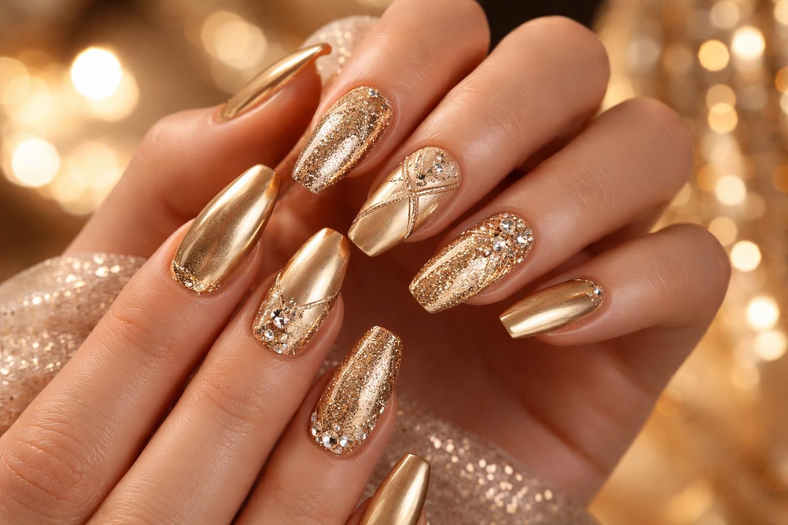 discover stunning gold nail designs that will make you shine bright on prom night. elegant, glamorous, and perfect for a memorable evening.