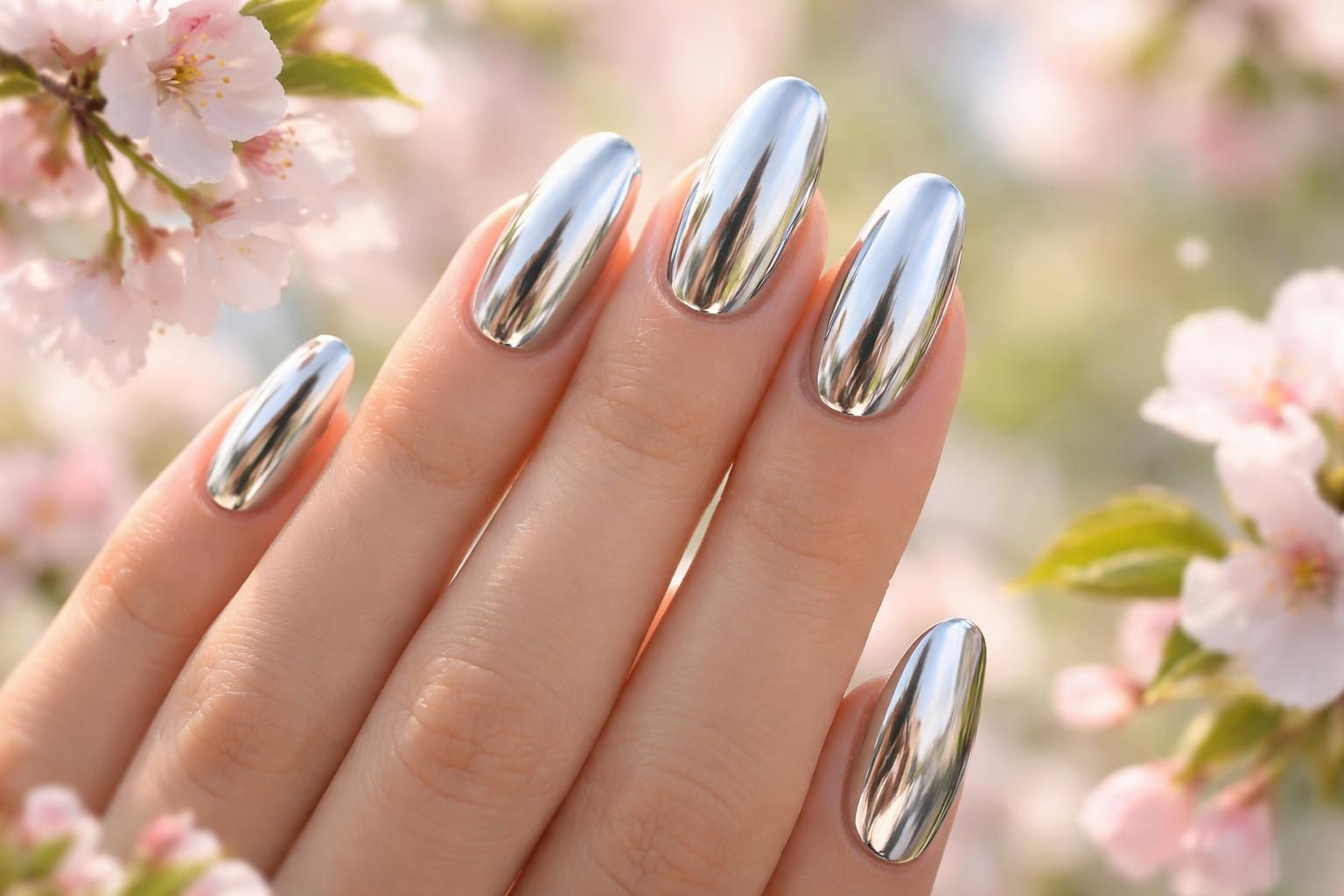 discover the perfect way to celebrate spring with shiny chrome nails. embrace vibrant, reflective styles that capture the season's fresh and dazzling vibes.
