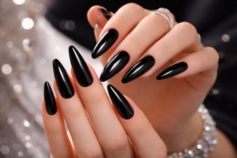 discover stunning black acrylic nails designed to add glamour and elegance to your prom night look. perfect for making a bold and stylish statement.