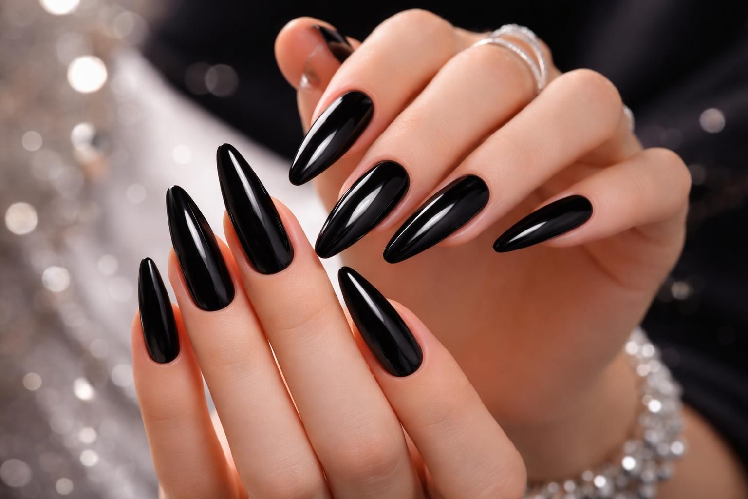 discover stunning black acrylic nails designed to add glamour and elegance to your prom night look. perfect for making a bold and stylish statement.