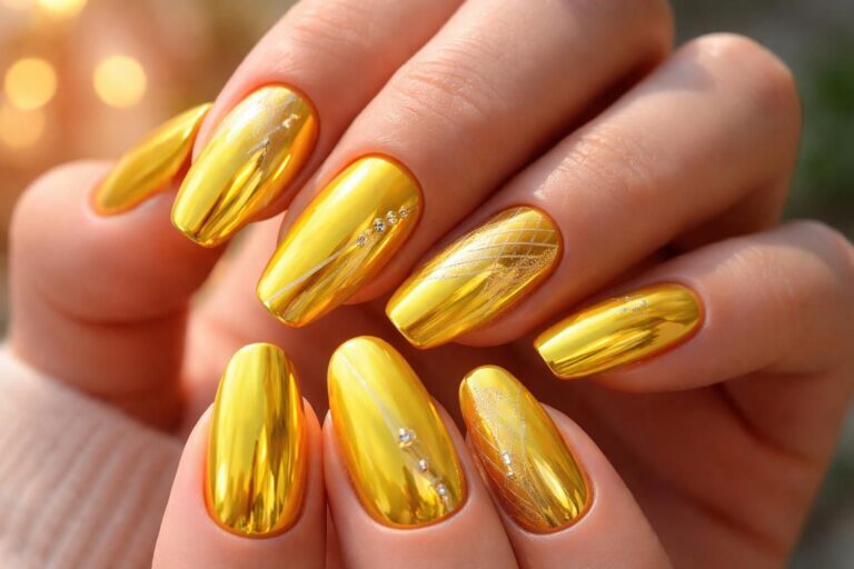 discover vibrant yellow chrome nail art ideas to brighten your style with bold, shiny designs that make a statement. perfect for adding a sunny pop to any look!