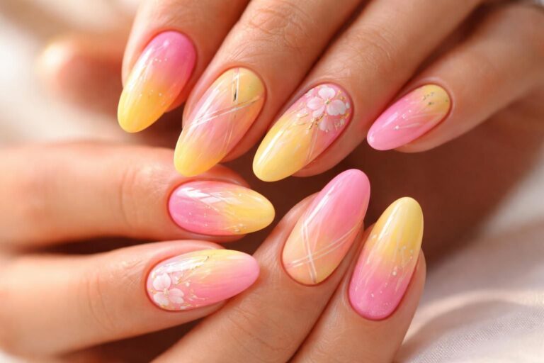 discover the stunning combination of pink and yellow nail art in this chic and vibrant guide, perfect for expressing your bold and stylish personality.