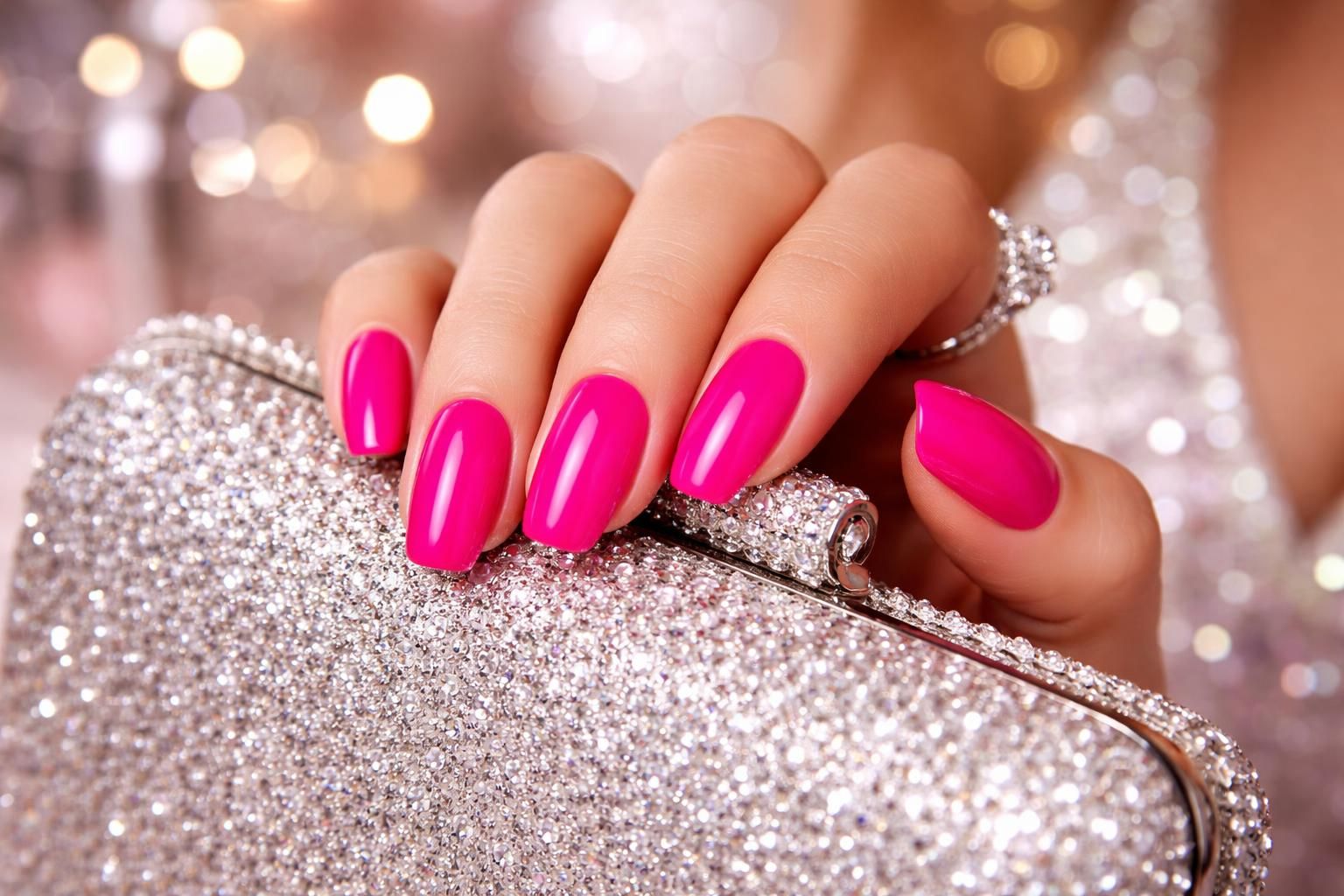discover vibrant hot pink nails that will make your prom night shine with style and elegance. perfect for standing out and adding a pop of color to your special evening.